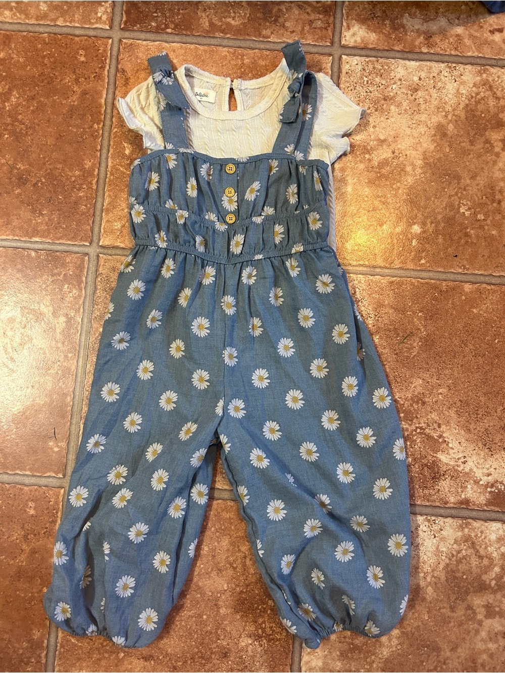 Othr Blue Daisy-Print Overalls with White Tee